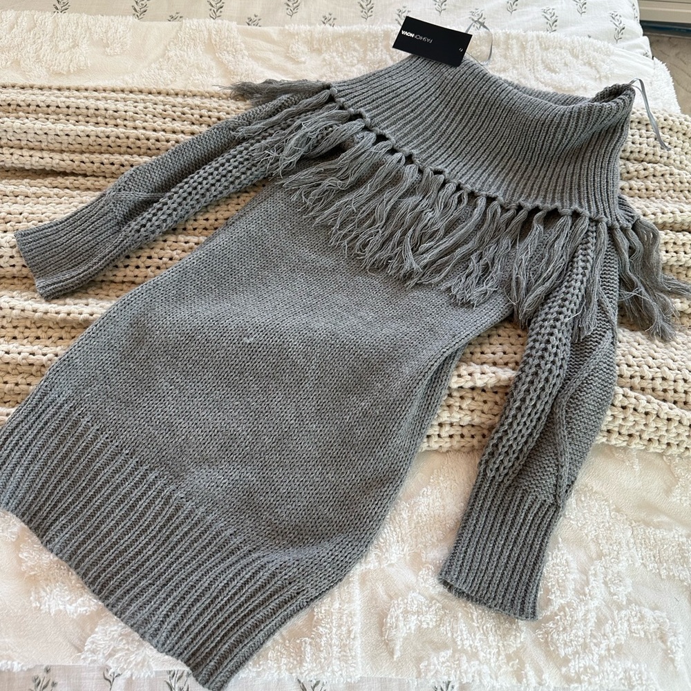 Gray sweater dress